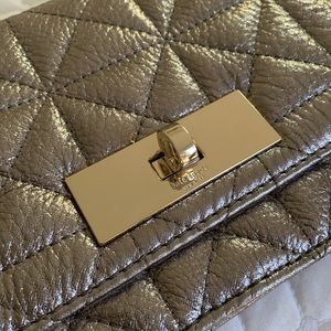 Kate Spade metallic, quilted crossbody/clutch bag